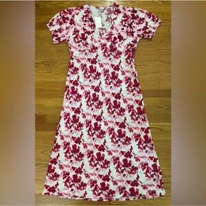 A New Day Dress Women’s XL Maxi Floral Print V neck Side Zip Not Lined New